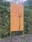 Preview: Trennwand Sichtschutzwand Schmuckblech m. Bodenanker Pusteblume 183cm Edelrost