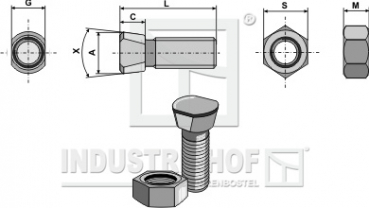 Preview: Zubehör: Schraube mit Sechskantmutter
