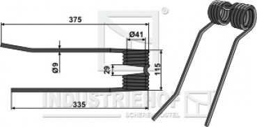 Schwaderzinken, Ausführung rechts  L x B x S:  375 x 115 x 9 mm  für Fransgard Kompischwader:   Farbe schwarz  / Best.-Nr.  15-FRA-03