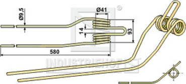 Schwaderzinken: Ausführung rechts:   L x B x S: 580 x 93 x 9,5 mm  für Krone Geräte / Farbe: Beige / Best.-Nr.:  15-KRO-04R