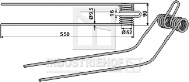 Giroheuerzinken:  L x B x S: 550 x 90 x 9,5 mm  für Kuhn Geräte / Farbe: Silber / Best.-Nr.:  15-KUH-04
