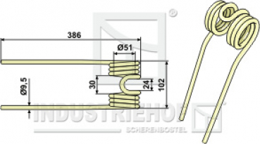 Kreiselheuerzinken (Kreiselzettwender)  L - B - D  386 - 102 - 9.5 mm  für Pöttinger - Farbe Beige / Best.-Nr.  15-PÖT-01