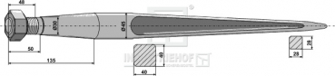 Fronladerzinken Länge 1100 mm Gewinde M28 x 1.5 Profil Vierkant 40/40 mm