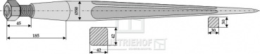 Fronladerzinken Länge 1100 mm Gewinde M28 x 1.5 Profil Vierkant 42/42 mm