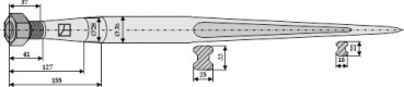 Großballenzinken 1100 Gewinde M22x1.5mm Profil Doppel-T25/33