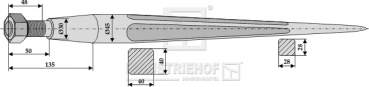Fronladerzinken Länge 1250 mm Gewinde M28 x 1.5 Profil Vierkant 40/40 mm