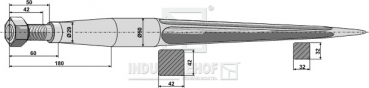 Fronladerzinken Länge 1250 mm Gewinde M28 x 1.5 Profil Vierkant  42/42 mm