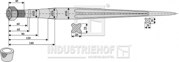 Großballenzinken 181300 Länge 1400 mm Gewinde M22 x 1.5 mm  /  X Profil 28/28 mm
