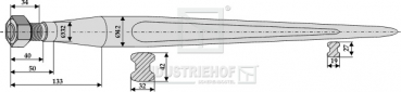 Fronladerzinken Länge 1400 mm Gewinde M28 x 1.5 Profil Doppel - T  32/42 mm