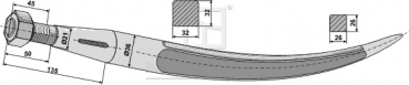 Greiferzinken gebogen (18813) Länge 810 mm Gewinde M 20 x 1.5 mm  Profil: Vierkant 32/32