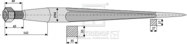 Frontladerzinken Länge 810 mm / Gewinde 28x1.5 / Profil - Vierkant 35 / 35 mm