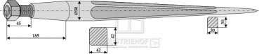 Fronladerzinken Länge 810 mm Gewinde M28 x 1.5 /  Profil:  Vierkant  42/42
