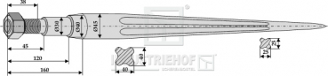 Fronladerzinken Länge 890 mm Gewinde M27 x 1.5 / X Profil  40/40