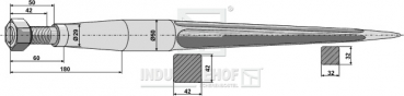 Frontladerzinken Länge 980 mm / Gewinde 28x1.5 / Profil - Vierkant 42 / 42 mm