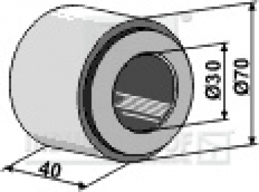 31-0153-HI  Eisenring komplett mit Hartholzlager eingepreßt - Für Wellendurchm. Ø30mm