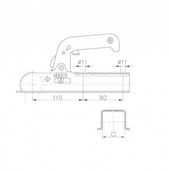 Zug Kugelkupplung Kupplung Zugmaul 50 mm eckig vierkant für 750 kg PKW Anhänger
