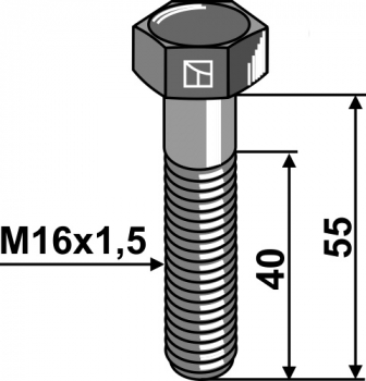 Sechskantschraube mit Feingewinde - M16x1,5 - 12.9 Länge 55 mm für Amazone Kreiseleggezinken