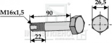 Schraube M16 X1.5 X 90  SW27 mm für Howard Mulcher