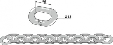 Kratzbodenkette - 13x36 - D5 Bruchkraft 125 KN
