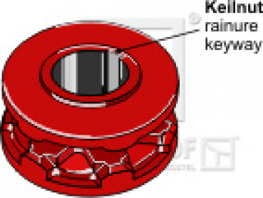 Kettennuss/Umlenkrolle für Kettenteilung  9 X 27 mm  Zähne 6  Keilnut 12 mm passend für Bergmann Streuer und diverse Hersteller