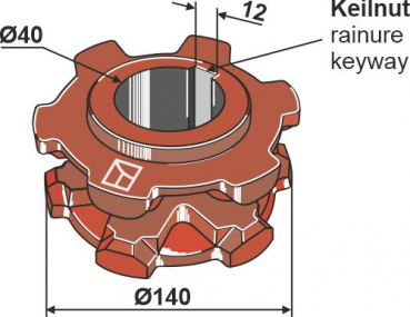 Kettennuss Teilung 8X24 Zähne 8 Keilnut 12mm passend für Stille / Fella