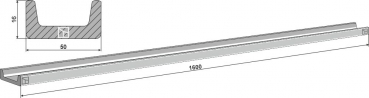 Kratzbodenleiste  B 50/H 16mm L 1600 mm U-Profil, gelocht Langloch für Krone Streuer