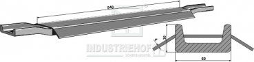 Kratzbodenleiste  U-Profil 25 X 50 X 775 mm  gebohrt, gekröpft mit Leitblech   für Strautman Streuer