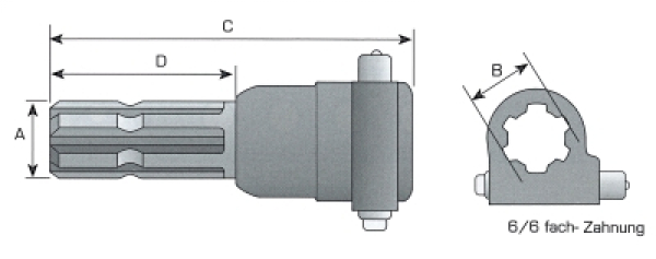 HELO Zapfwellenverlängerung Zapfwelle 150mm Verlängerung 1 3/8  Zapfwellenaufsatz B2 : : Baumarkt