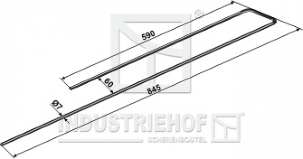 Schwadgitterzinken, gerade Ausführung  L x B x S:  845/590 x 60 x 7 mm  für Fransgard Kompischwader:   Farbe schwarz  / Best.-Nr.  15-FRA-07