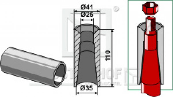 18100-11 Einschweißbuchse 110 mm für Frontlader - Silo- und Greiferzinken