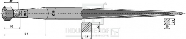 Großballenzinken 181409 Länge 1400 mm Gewinde M20 x 1.5 mm  / Profil Doppel - T