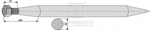 Schwerlastzinken Länge 800 mm Gewinde M28 x 1.5 Profil  Rund  Ø 50 mm