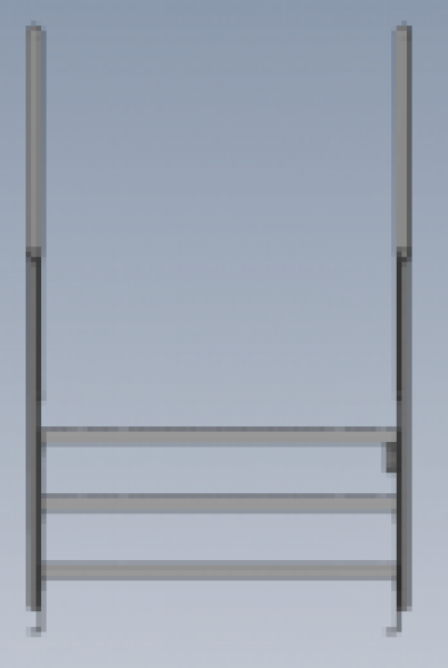 Stahltreppe 3-stufig mit Geländer Breite von 600 - 1400 mm Wandmontage