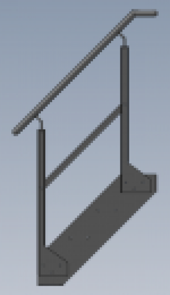 Stahltreppe 4-stufig mit Geländer Breite von 600 - 1400 mm Wandmontage