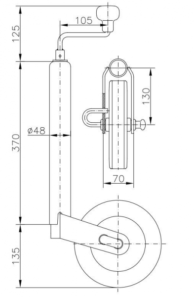 WINTERHOFF Stützrad, Ø 48 mm, mit Bremsfunktion