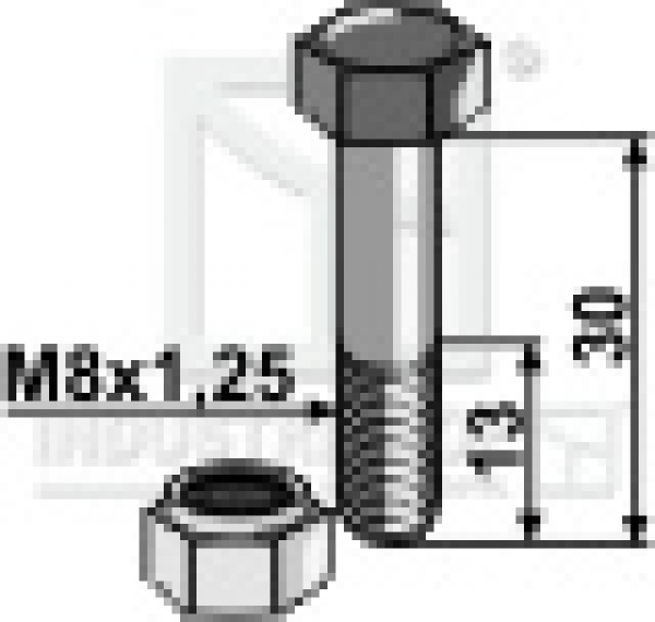 Schraube mit Sicherungsmutter 63-830 M8x1.25 x 30 mm 10.9