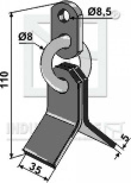 Y-Messer mit Kette. Typ GV 63-MUL-80 passend für Mulag Mulcher