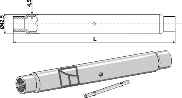 Spannhülse M30x3,5 Standaed Länge 500 mm 657-412E