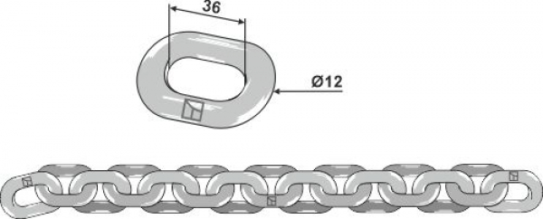 Kratzbodenkette - 12x36 - D5 Bruchkraft 110 KN
