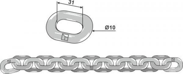 Kratzbodenkette  - 10 X 31 - D7 Bruchkraft  112 KN für diverse Hersteller