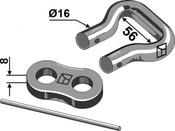 Kettenschloss Ø16 Kettenteilung 16 x 56