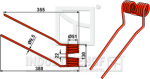Federzinken rechts  L x B x S:  380/355 x 130 x 9.5 mm  für Niemeyer:   Farbe rot  / Best.-Nr.  15-NIE-01R