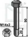 Schraube mit Mutter M14 x 2 x 90 mm für Müthing Mulcher