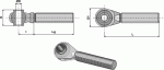 Spindel M 24 x 2,5 mit gehärteten Kugelauge Gewinde re L. 165 mm